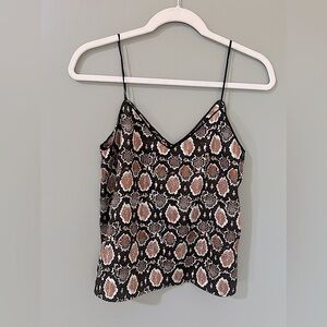 TOPSHOP Snake Print Crop Loose Fitting Camisole V-Neck Black, Gray, White Size 4